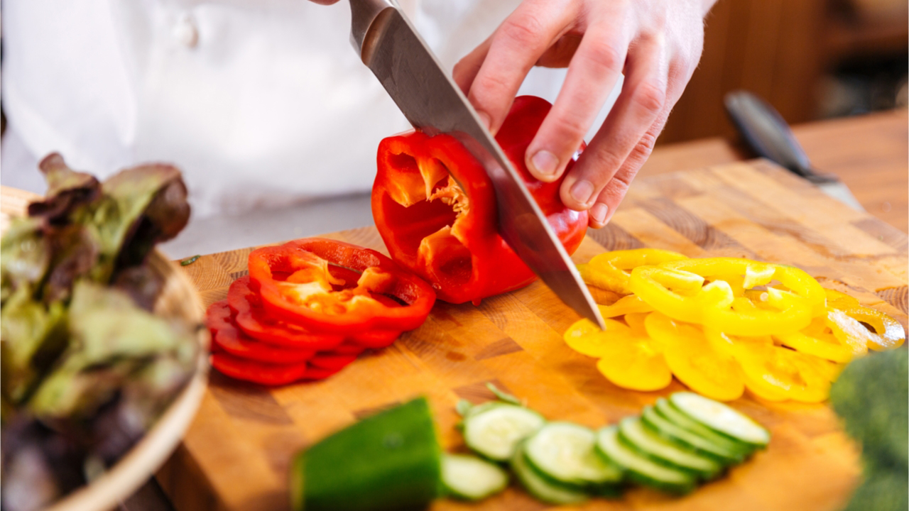chopping vegetables