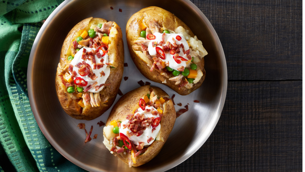 Turkey and ham baked potato