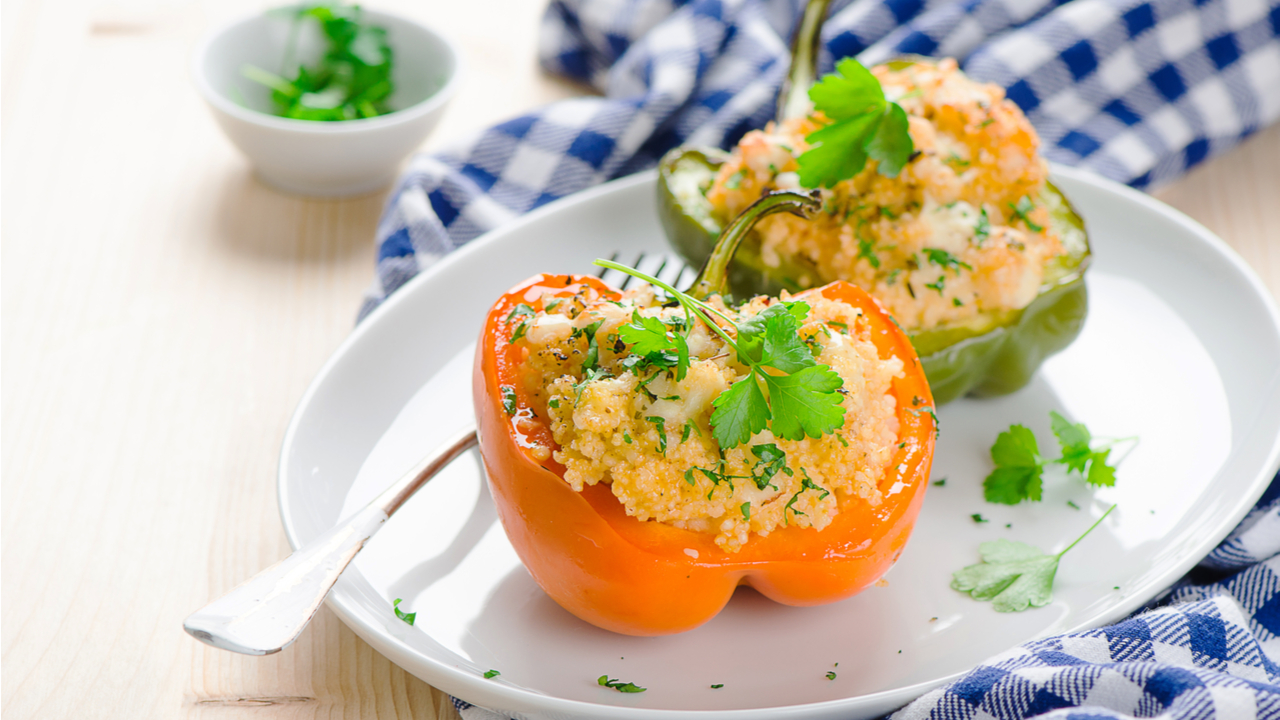 Sweet chilli chicken stuffed peppers