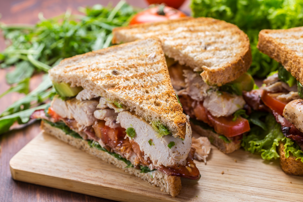 Grilled chicken and salad sandwich