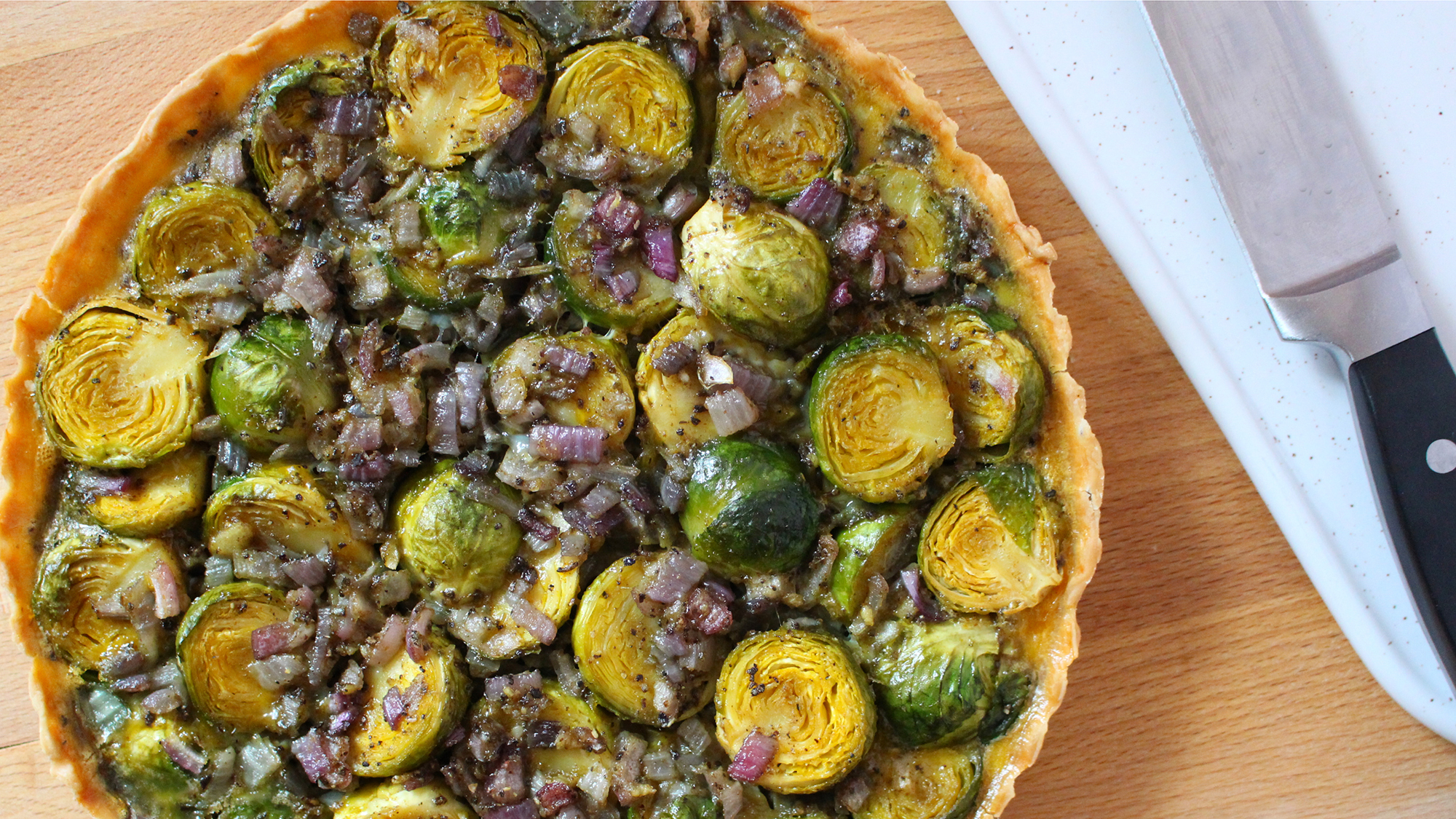 Sprout and onion tart