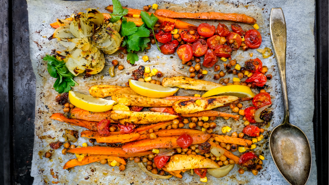 Roasted chickpea and vegetable bake