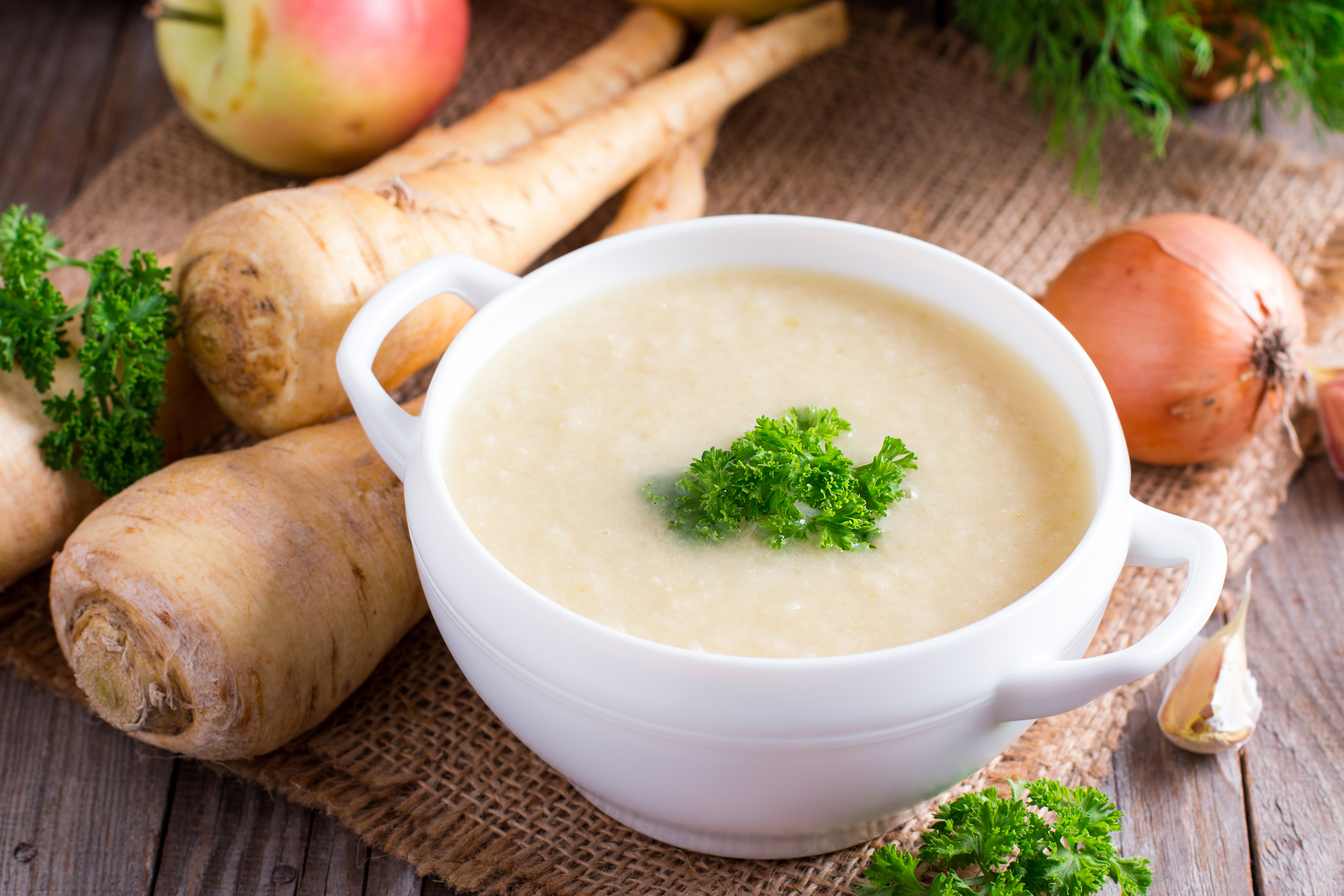 Parsnip and apple soup