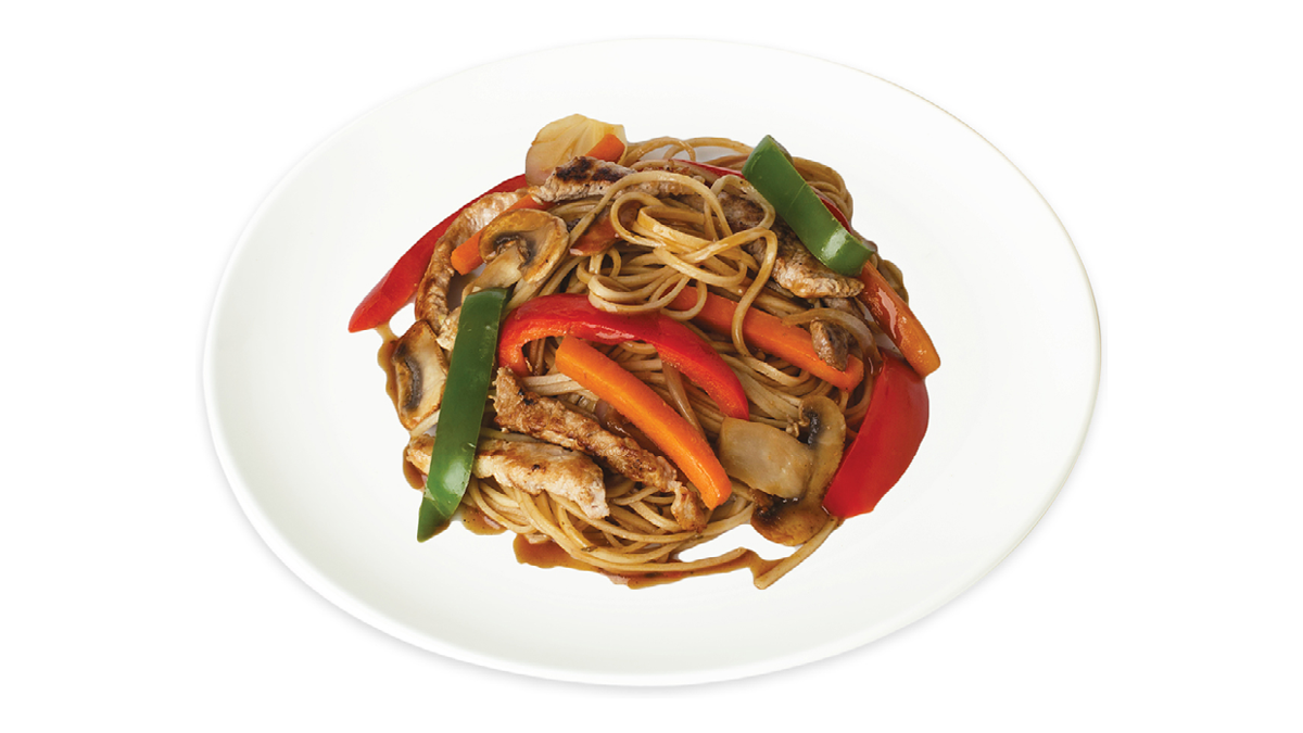 Pork and vegetable noodle stir fry