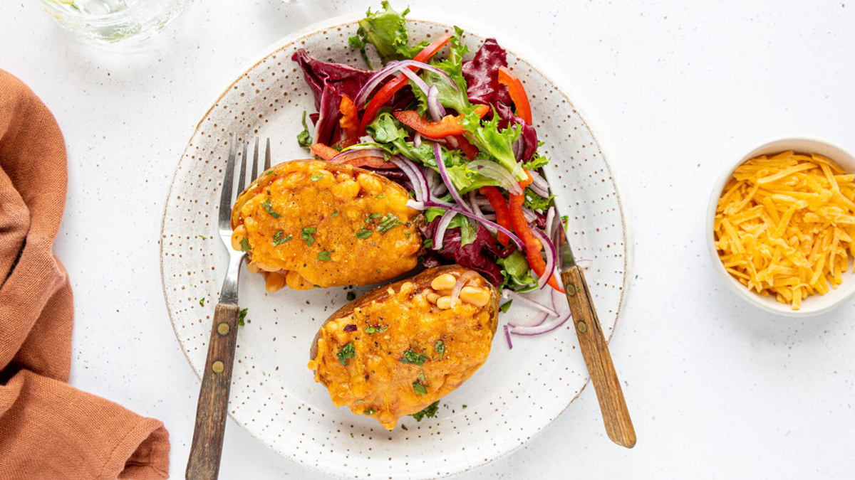 Bacon and sweetcorn baked potato